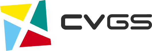 Znak graficzny marki CVGS, który składa się z kolorowego sygnetu symbolizującego wykroje oraz ciekawego logotypu.